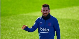 Barcelona-Lionel-Messi-treina-na-academia-como-precaução