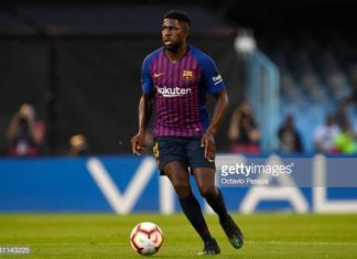 Umtiti de volta aos treinos do Barcelona antes do confronto com o Getafe